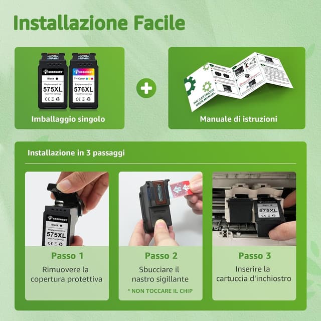 Detalle de GREENSKY PG-575XL e CL-576XL inchiostro sostituzione per Canon 575XL/576XL (nero e tri-colore) compatibili con Canon PIXMA
