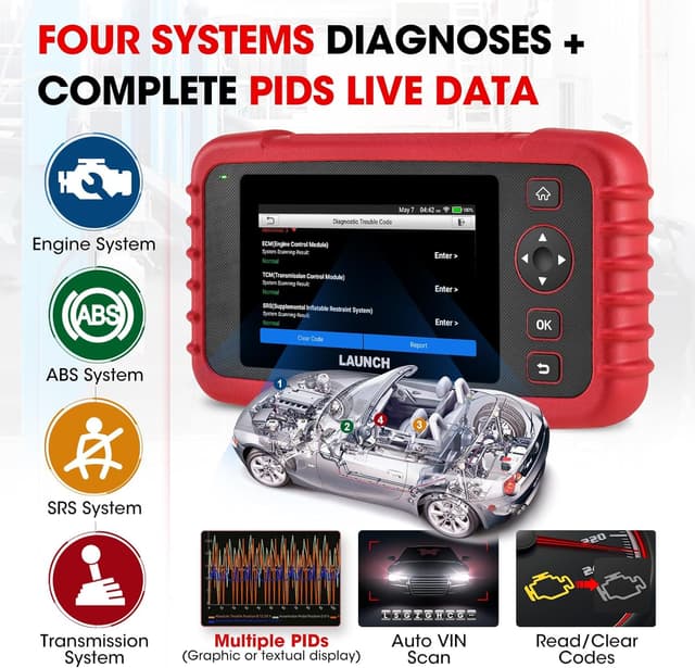 Detalle de LAUNCH CRP129X V2.0 : valise diagnostic auto multimarque pour codes, ABS/SRS, moteur et transmission