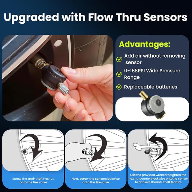 Thumbnail 3 de GUTA Tire Pressure Monitoring System for RV & Trailer 0-188 PSI