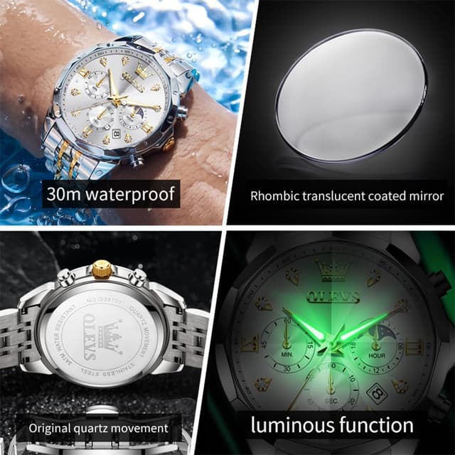 Thumbnail 5 de OLEVS Quarz Herrenuhr 3 ATM