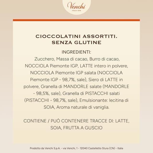 Detalle 2 de Venchi uovo di cioccolato in latta apribile (77 g) con 7 ovetti assortiti senza glutine