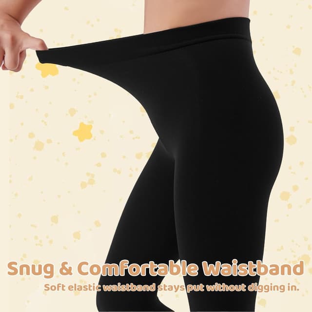 Detalle de MANZI Girls’ Black Footed School Dance Tights (80D) – Pack of 3