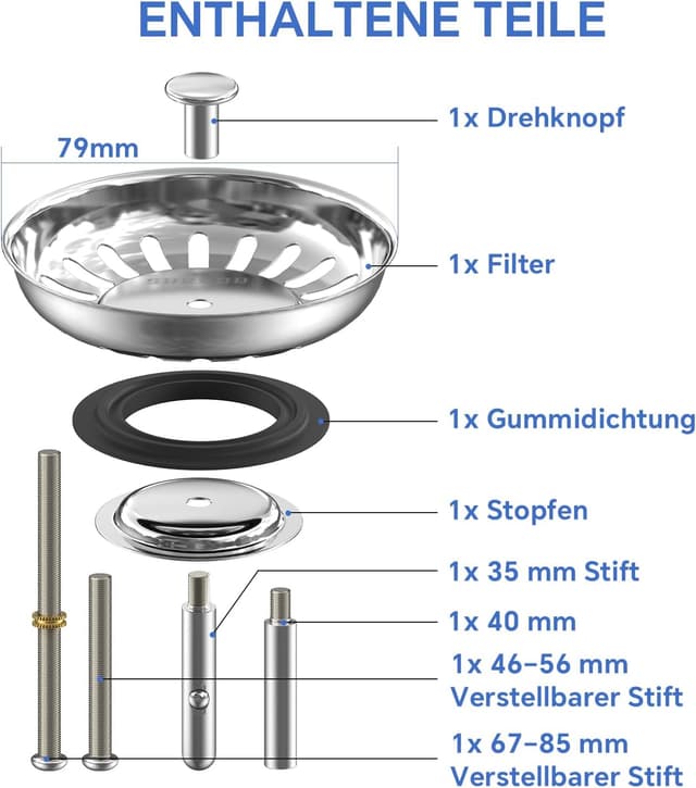 Thumbnail 1 de SURFOU Tapon Fregadero Cocina 79mm Acero Inoxidable