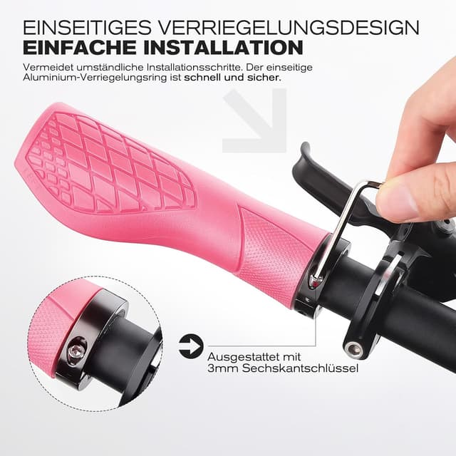 Detalle de GXCROR ergonomische Fahrradgriffe für 22,2 mm Lenker (Anti-Rutsch, Dual Lock) – für MTB, Trekking & Rennrad