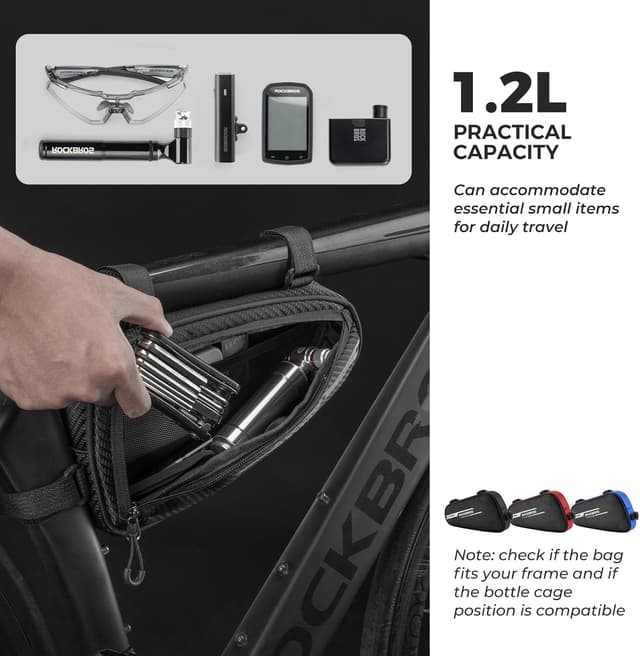 Thumbnail 2 de ROCKBROS Borsa da telaio triangolare 1,2 L per MTB