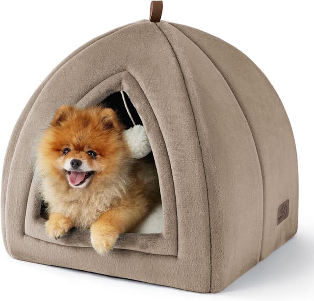 Detalle de Bedsure Katzenhöhle große Katzen Kamel – faltbares Katzenzelt mit waschbaren Kissen, 44×44×44 cm