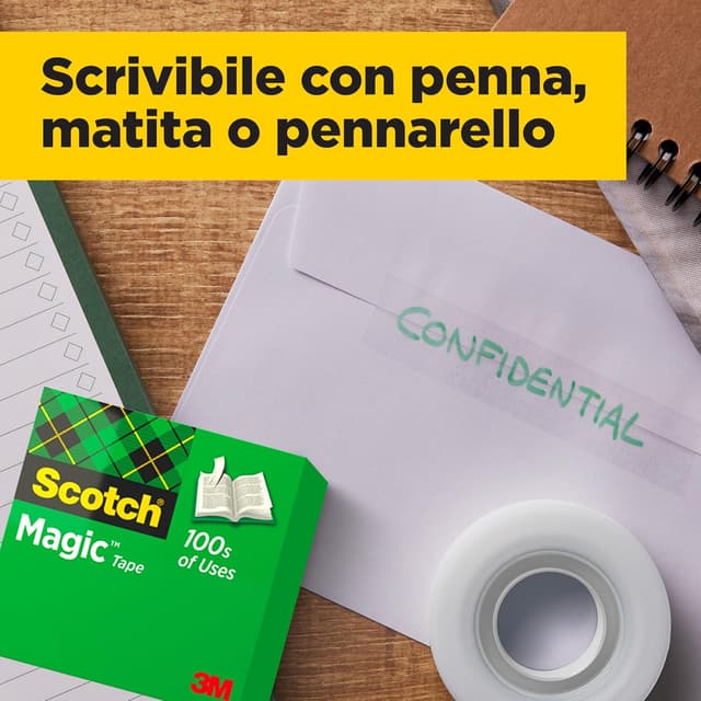 Detalle 2 de Scotch dispenser da tavolo per nastro adesivo con base appesantita e 3 rotoli di Scotch Magic trasparente