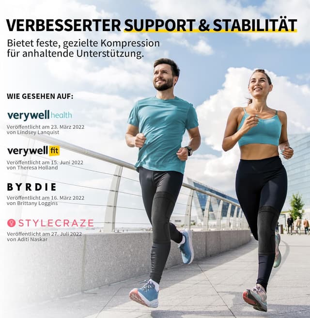 Detalle de CAMBIVO Kniebandage X2 für Meniskus, ACL & Arthritis – 2er-Set für Lauf- und Outdoorsport