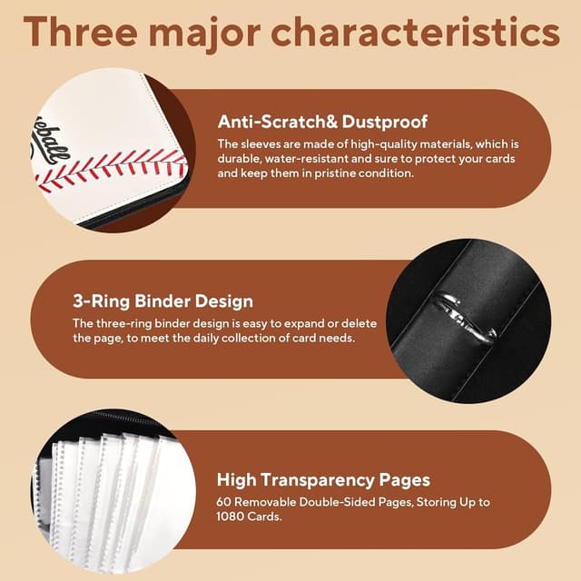 Thumbnail 4 de ULLTOON Baseball Card Binder 1080-Pocket card organizer