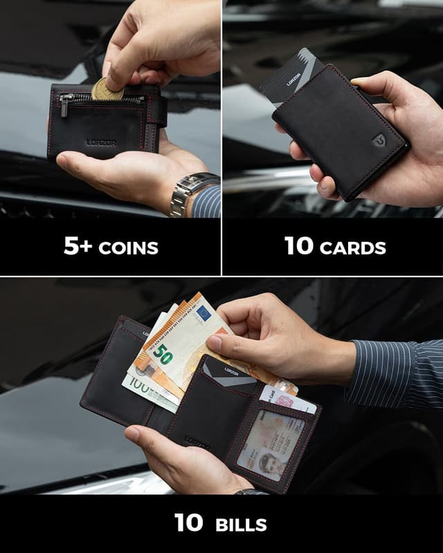 Detalle de LORZOR Men Wallet Slim RFID, 0.3 inch