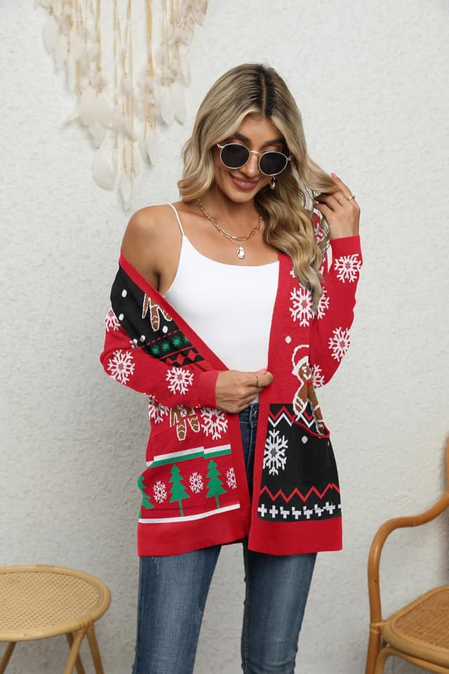 Detalle de Yommay Damen-Strickjacke mit Taschen