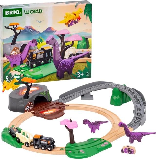 Detalle de BRIO World 36094 Dinosaurier-Abenteuer-Set für Kinder ab 3 Jahren (Zugset)