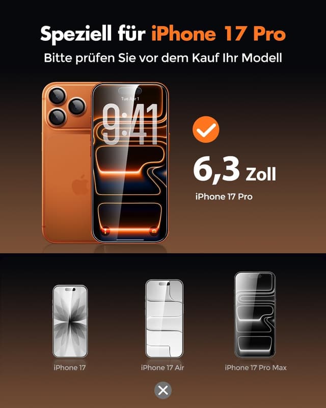 Detalle 2 de UNBREAKcable iPhone 17 Pro Schutzfolie 0,33 mm