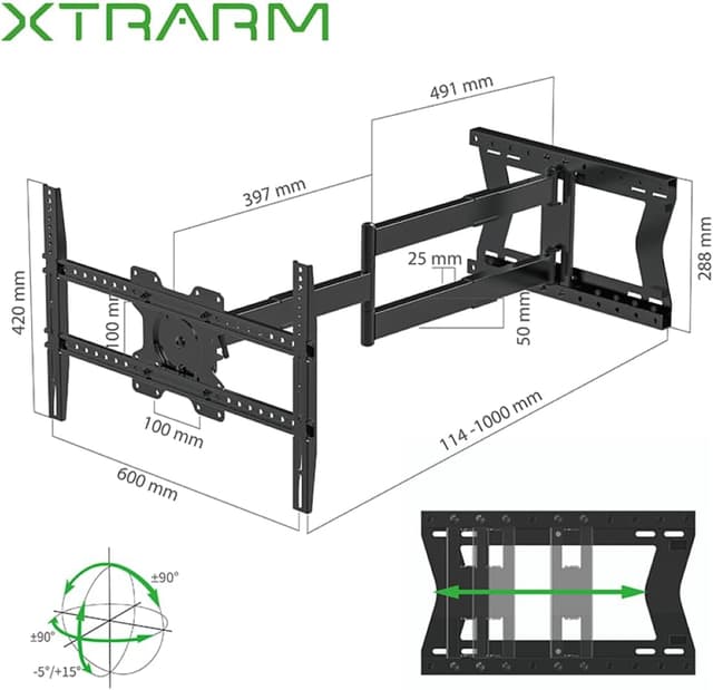 Detalle de XTRARM TiTon 100 cm supporto TV a parete