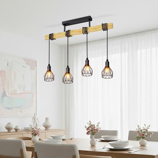 Detalle 2 de LVWIT Esstischlampe Hängend mit 4 Lampen