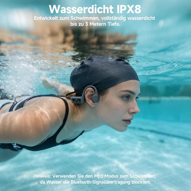 Detalle de sunvito Kopfhörer Schwimmen mit Knochenschall, Bluetooth 5.4, IPX8 und 8G Speicher