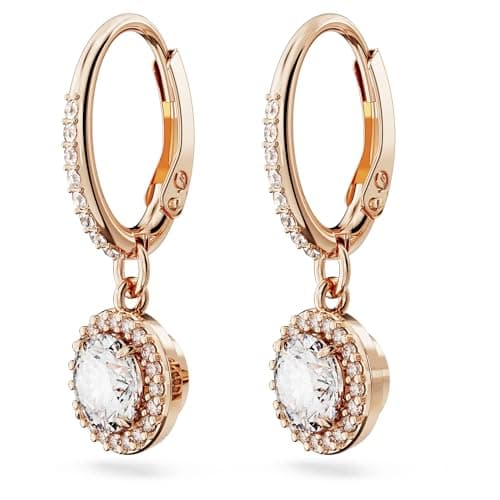 Detalle de Swarovski Pendientes Constella redondos pavé blanco oro rosa 💍