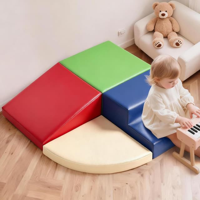 Detalle de Sumbababy Soft Climbing Blocks for Toddlers (Waterproof PU Leather) — 4-Piece Indoor & Outdoor Play Set