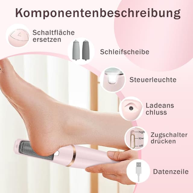 Thumbnail 2 de Hornhautentferner Elektrisch Rosa