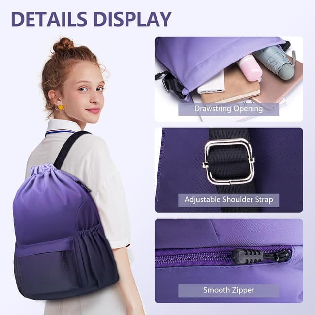 Detalle de SUCIKORIO zaino a sacca con coulisse 40x30x15 impermeabile per cabina aereo