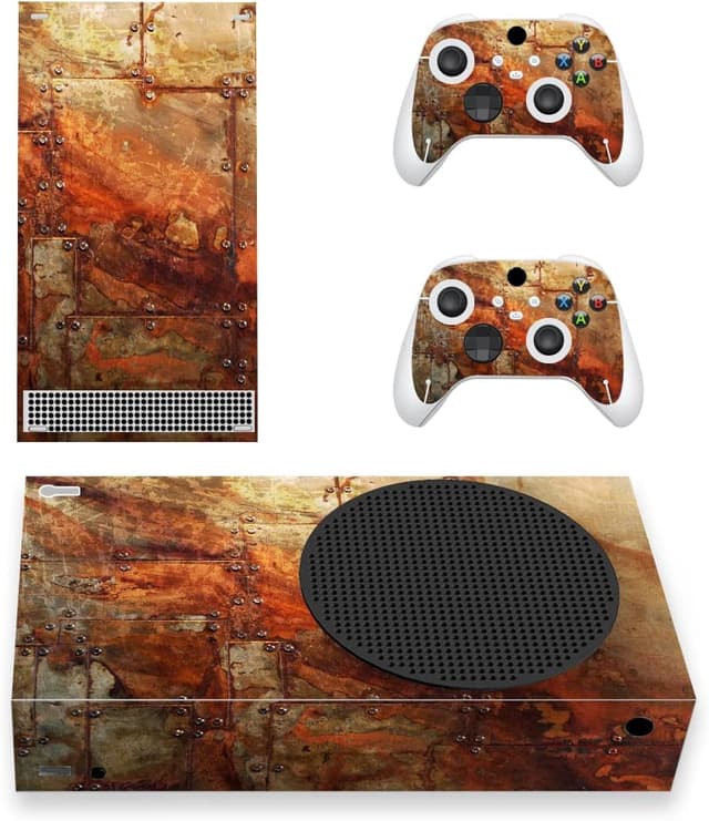Detalle de playvital Custom Vinyl Skins for Xbox Series S (Rusty Armor) — console skin and controller wrap decals