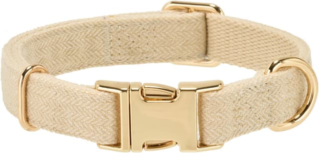 Detalle de Petiry Tweed Dog Collar with Quick Release Buckle (Beige) – Adjustable 40–66cm