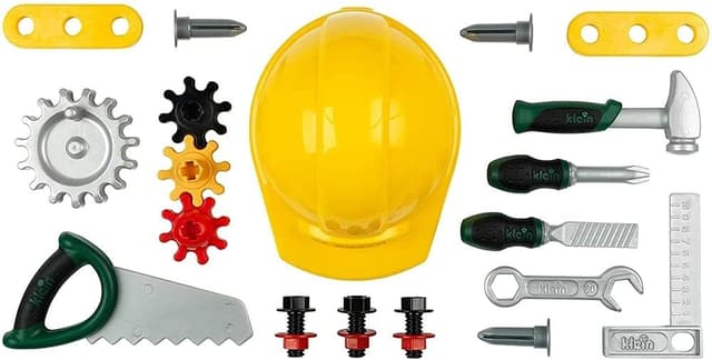 Detalle 2 de Theo Klein 8612 Bosch Werkbank Junior 2+ inkl. Helm & Schraubstock – Spielzeug-Werkbank für Kinder ab 2 Jahren