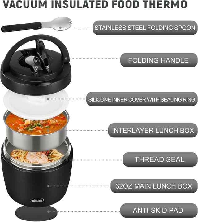 Detalle 2 de wiwens Thermo Food Jar 32oz insulated food container 🍱