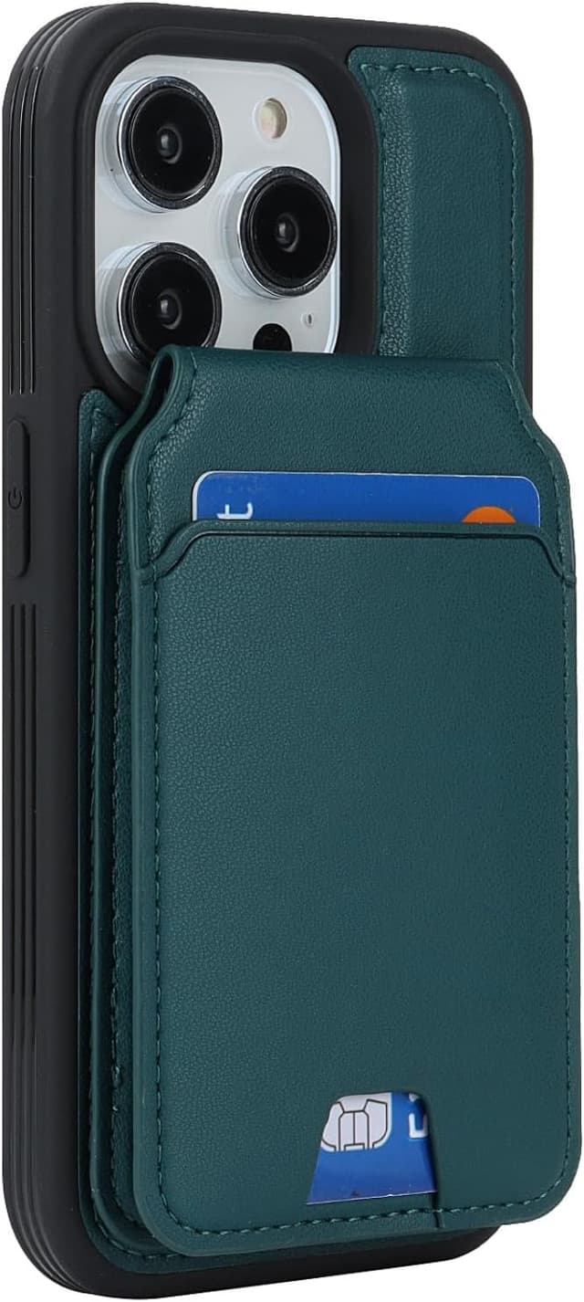 Detalle de Zouzt for iPhone 14 Pro Detachable 2-in-1 Wallet Case with Card Holder (MagSafe) – Green