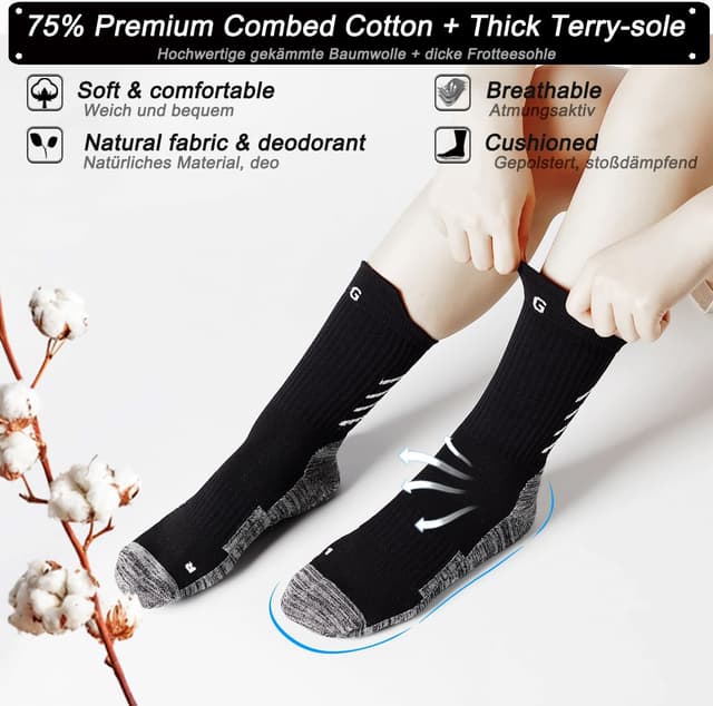 Detalle de Calzini sportivi antiscivolo HIKERHEAVENLAR in cotone con grip (taglie 36-42 e 43-49)