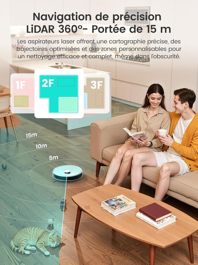 Thumbnail 6 de Lefant M3 Max Robot Aspirateur Laveur avec station multifonctionnelle, navigation LiDAR et levage de serpillière 9 mm