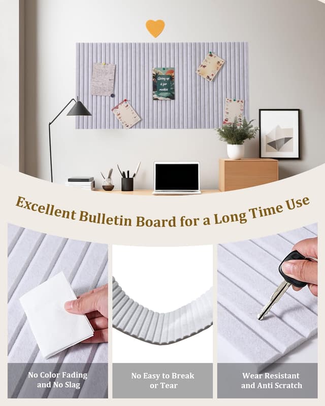 Detalle 2 de rokeblau Custom Large Cork Board by Size & Color (Beige, 120x80 cm) – Anti-Drilling Felt Bulletin Board