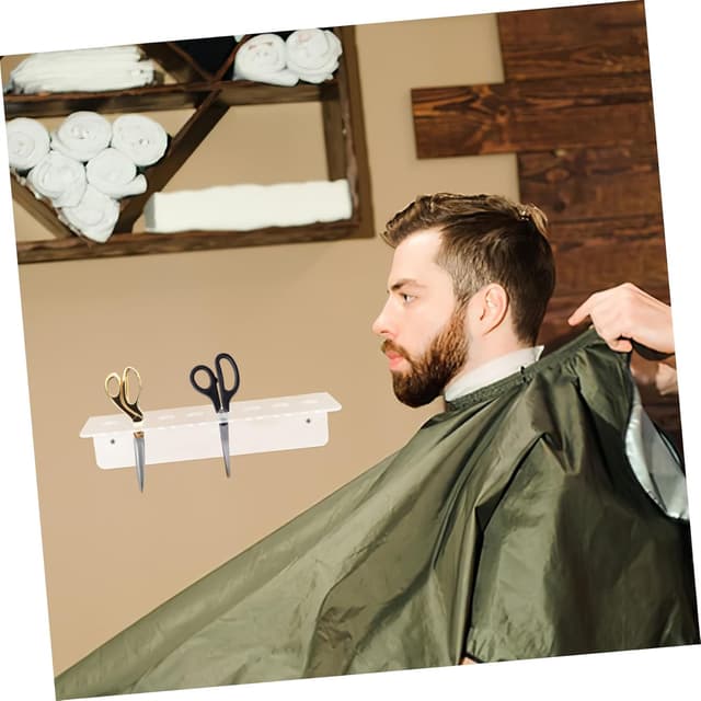 Detalle 2 de FOMIYES Wall-Mounted Scissor Holder (Multi-Slot Acrylic Salon Organiser) for Hairdresser Tools