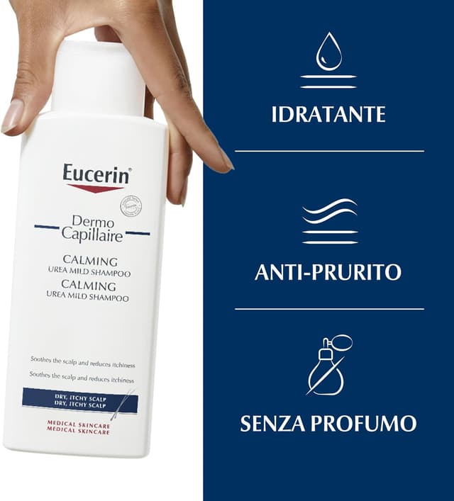 Detalle de Eucerin DermoCapillaire Shampoo Lenitivo all’Urea: detersione delicata per cute secca e pruriginosa