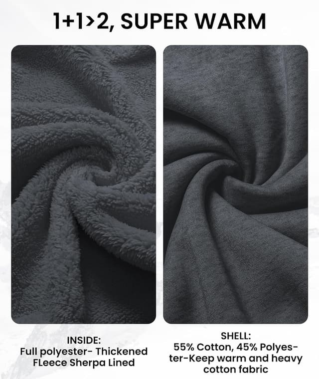 Detalle 2 de GEEK LIGHTING Hoodies for Men Heavyweight Sherpa Zip-up Sweatshirt