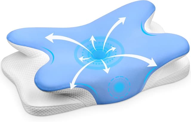 Detalle de Oreiller ergonomique cervical Ehomfory 2 en 1 en mousse à mémoire de forme (bleu)