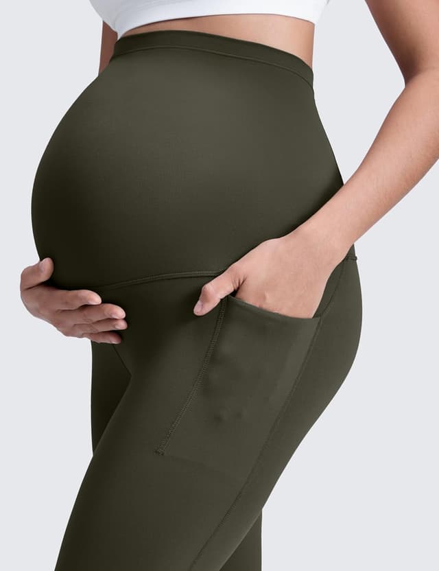 Detalle de CRZ YOGA Donna Butterluxe leggings maternità con tasche, vita altissima e pannello U per pancia