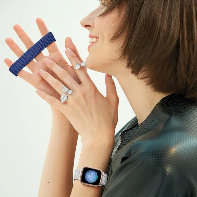 Detalle 2 de Mastten 4 Pack Braided Solo Loop Apple Watch Strap (Stretchy Elastic Nylon) for 38/40/41/42mm