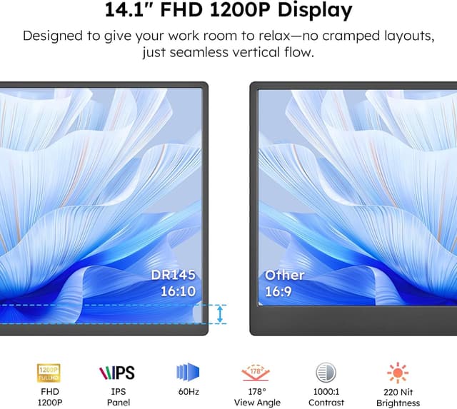 Detalle 2 de Dopesplay 14,1" Laptop Bildschirm Erweiterung 1920×1200