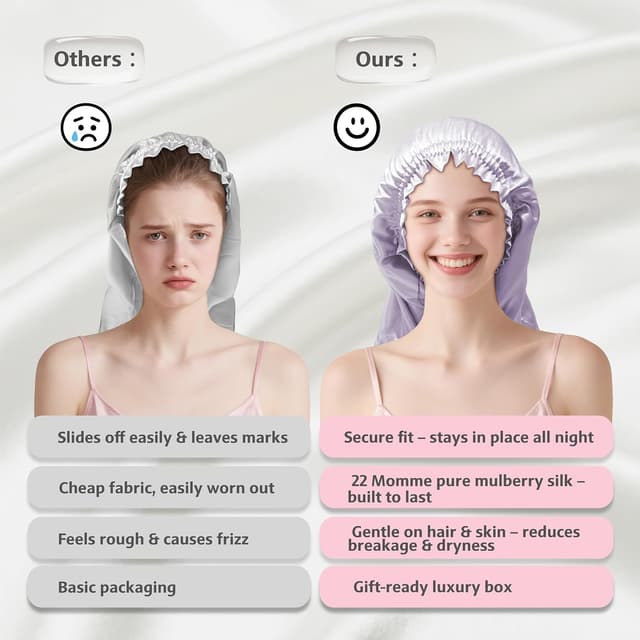 Detalle de Cuffia in seta per dormire 22 momme