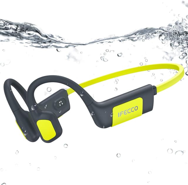 Detalle de IFECCO Cuffie Conduzione Ossea per Nuoto IP68 con Bluetooth 5.4 e lettore MP3 da 32 GB