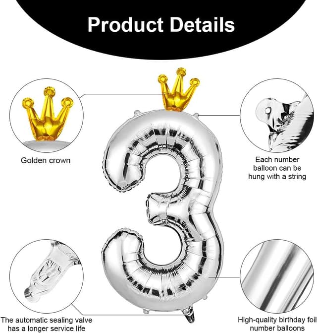 Thumbnail 2 de AOOSU Globo 3 Plata 101 cm