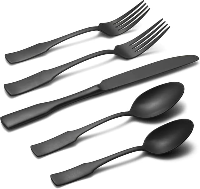 Thumbnail 6 de Alata Kate Black Satin 40-Piece Silverware Set (Service for 8) — 18/0 Stainless Steel Flatware, Dishwasher Safe