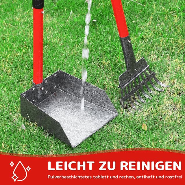 Detalle de Ormalla Hundekotschaufel aus Edelstahl mit ausziehbarem Metallrechen und Tablett (Rot)