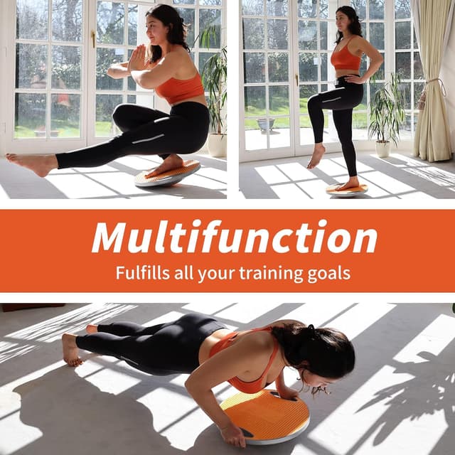 Detalle 2 de DH FitLife Balance Board (Wobble Board with Handles) – Extra Large Ø42cm, up to 200 KG