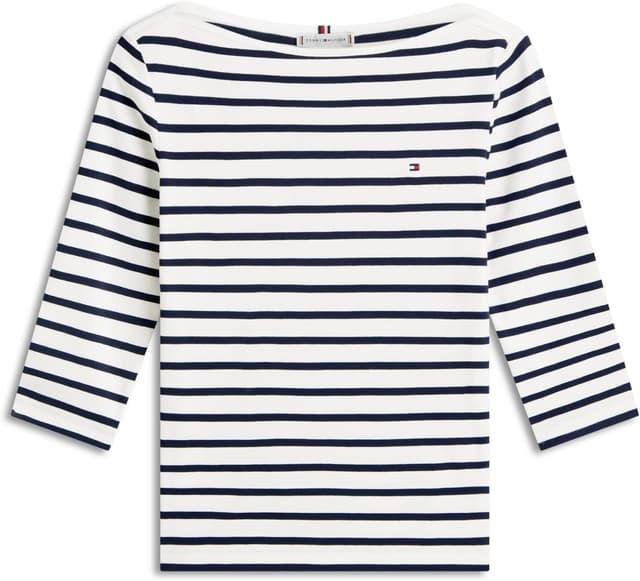 Detalle de Tommy Hilfiger Damen Langarmshirt „New Cody“ Slim mit U-Boot-Ausschnitt