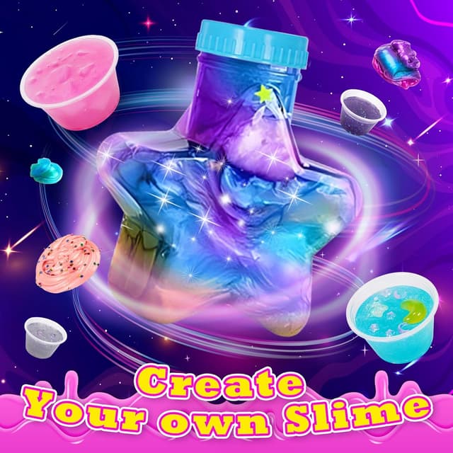 Detalle de Hapikids Ice Cream Slime Set (6–12 years) – Galaxy starry sky slime gift
