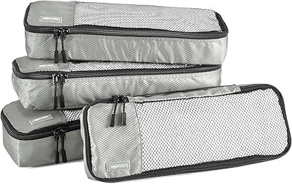 Detalle de Amazon Basics - Organizador de Viaje con Cremallera, Set de 4 Bolsas ✈