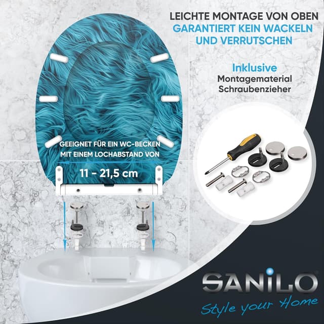 Detalle 2 de Sanilo WC-Sitz mit Absenkautomatik & Schnellverschluss – Toilettendeckel zum Abnehmen per Knopfdruck