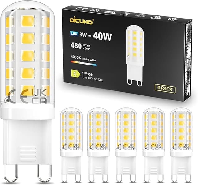Detalle de DiCUNO Bombilla LED G9 3W 💡 Ahorrador Blanco Neutro (6 Uds)